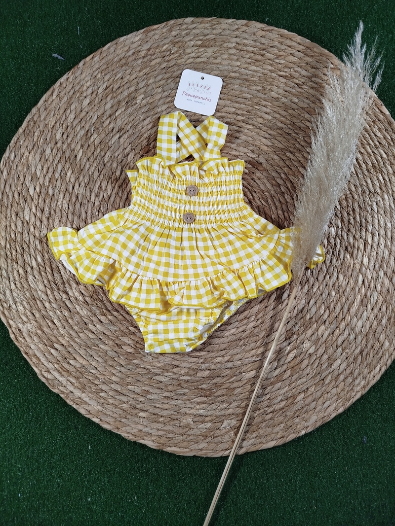 Jesusito bebe niña vichy amarillo