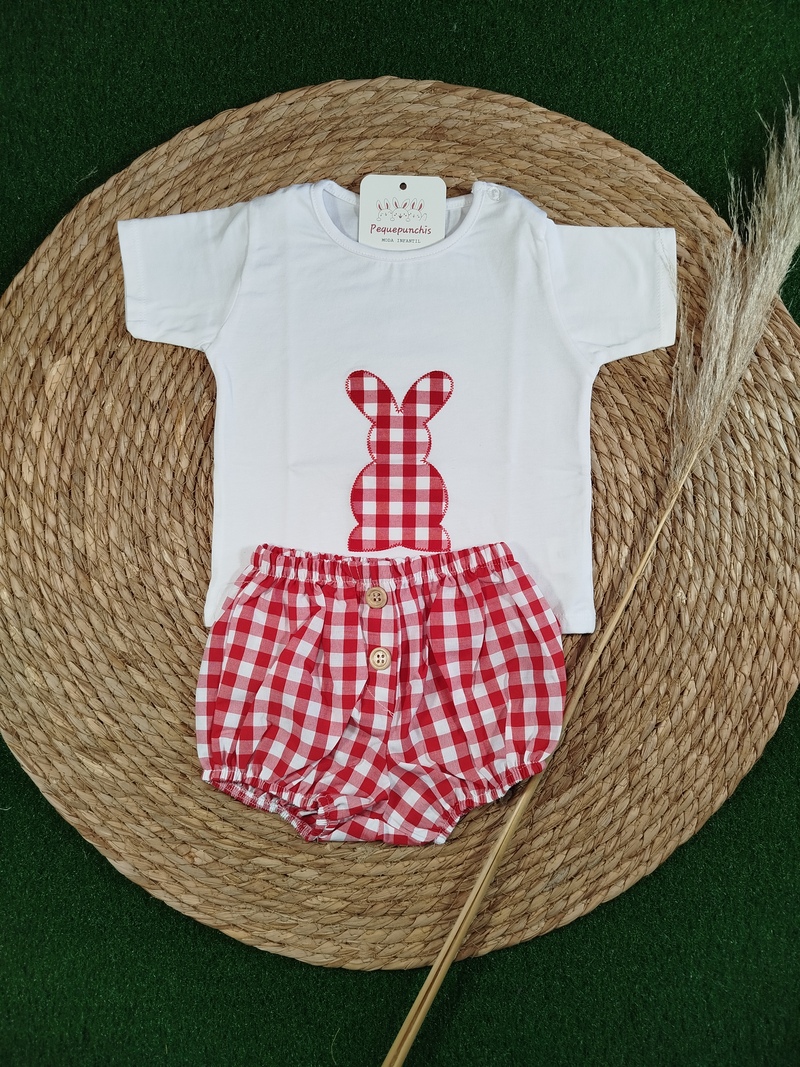 Conjunto bebe niño vichy rojo
