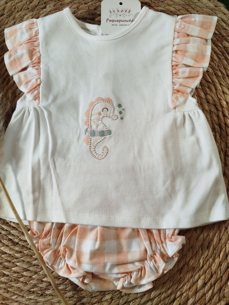 Conjunto bebe niña caballito de mar naranja - Imagen 2