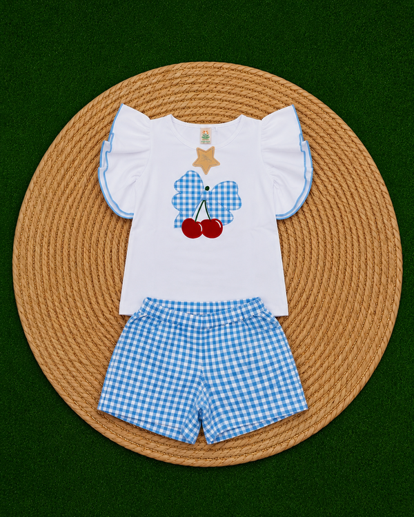 Conjunto niña lazo vichy lila - Imagen 2
