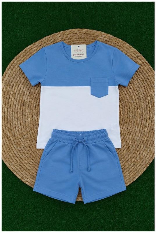 Conjunto niño azul bolsillo