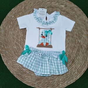 Conjunto patita columpio vichy verde