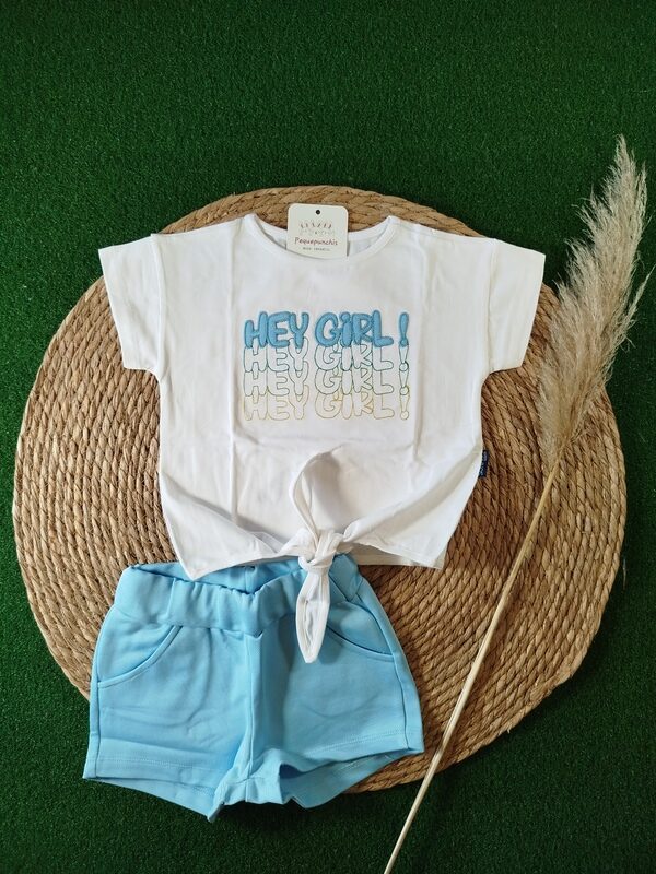 Conjunto niña «hey girl» azul