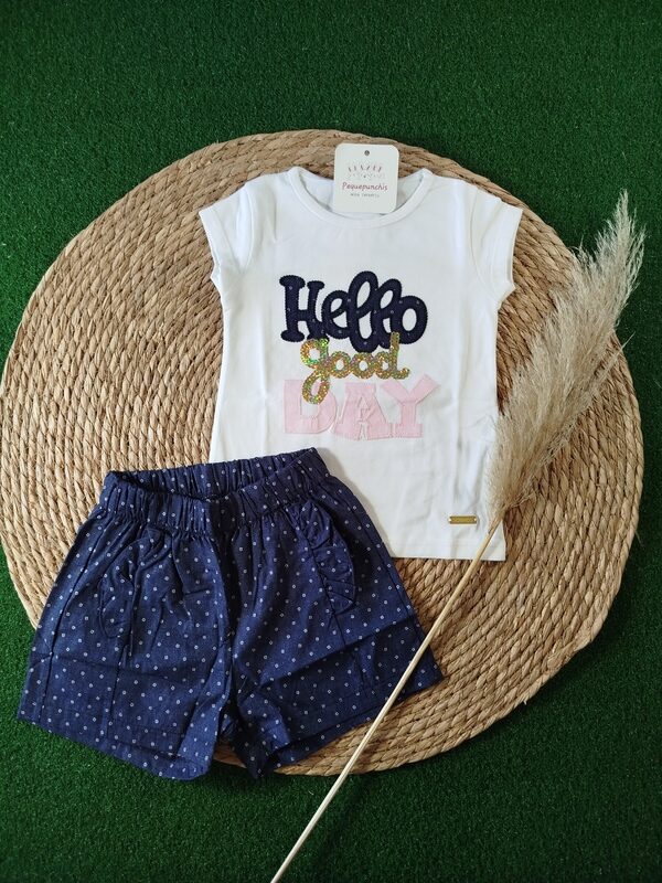 Conjunto niña «hello» lentejuelas