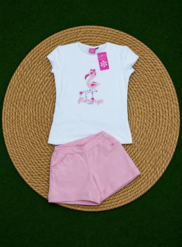 Conjunto niña flamenco rosa