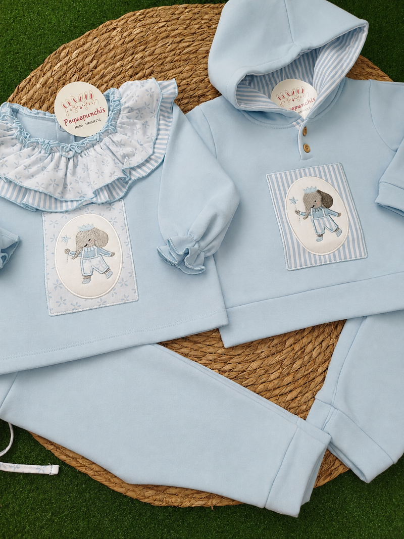 Chandal celeste elefante con capucha niño - Imagen 2